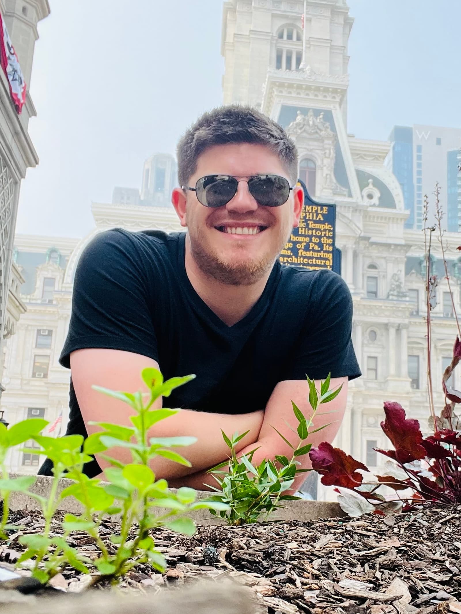 Rick Butterworth smiling in front of Philadelphia City Hall